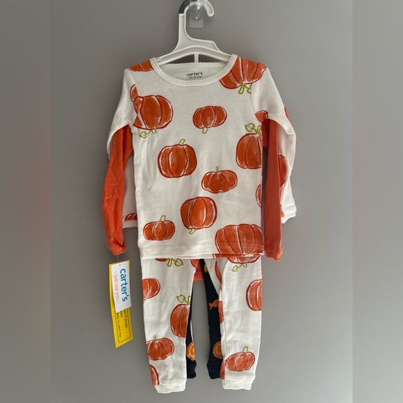Carters Halloween Ghost Pumpkin Fall Pajama Matching Sets SZ 18M New 100% Cotton - Picture 7 of 8